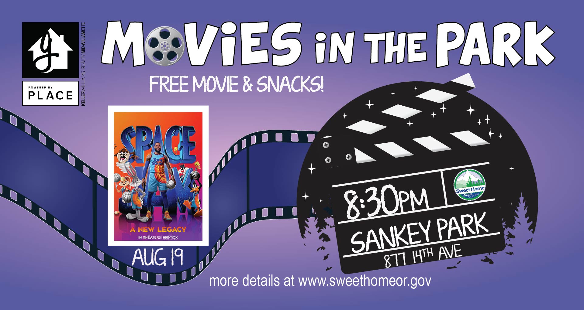 Movies in the Park Space Jam 2 sponsored by Gregory Home Team