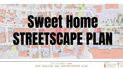 Aerial View of Sweet Home Downtown Map